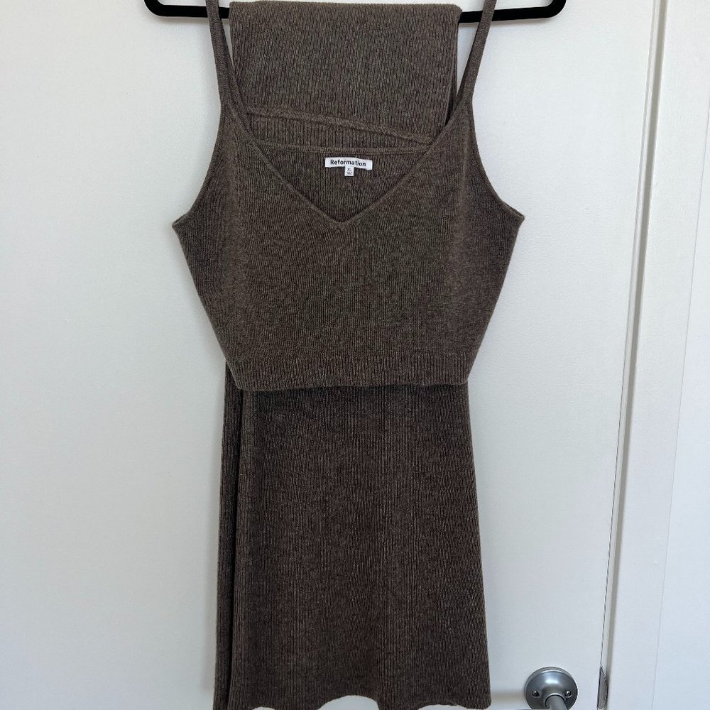 Reformation Mae Cashmere Bra And Skirt Set